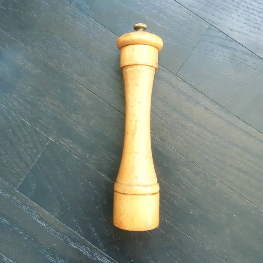 Antique Wooden Pepper Mill photo 1