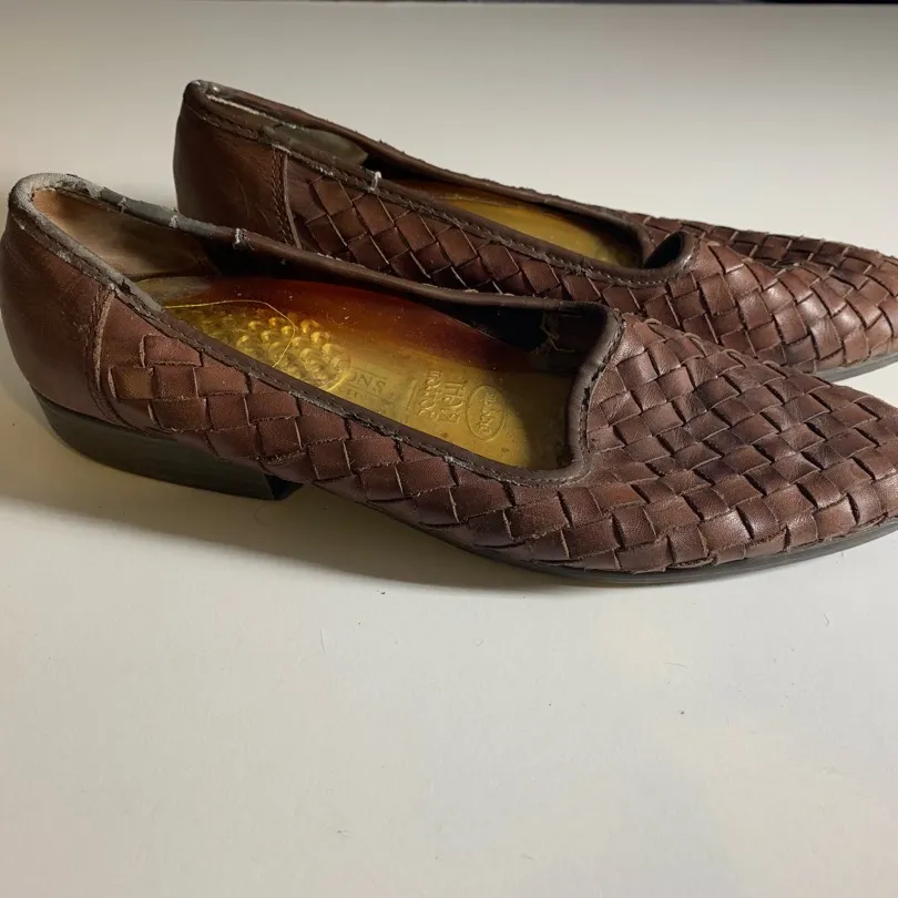 Woven Leather Flats Size 7.5 Shoes photo 3