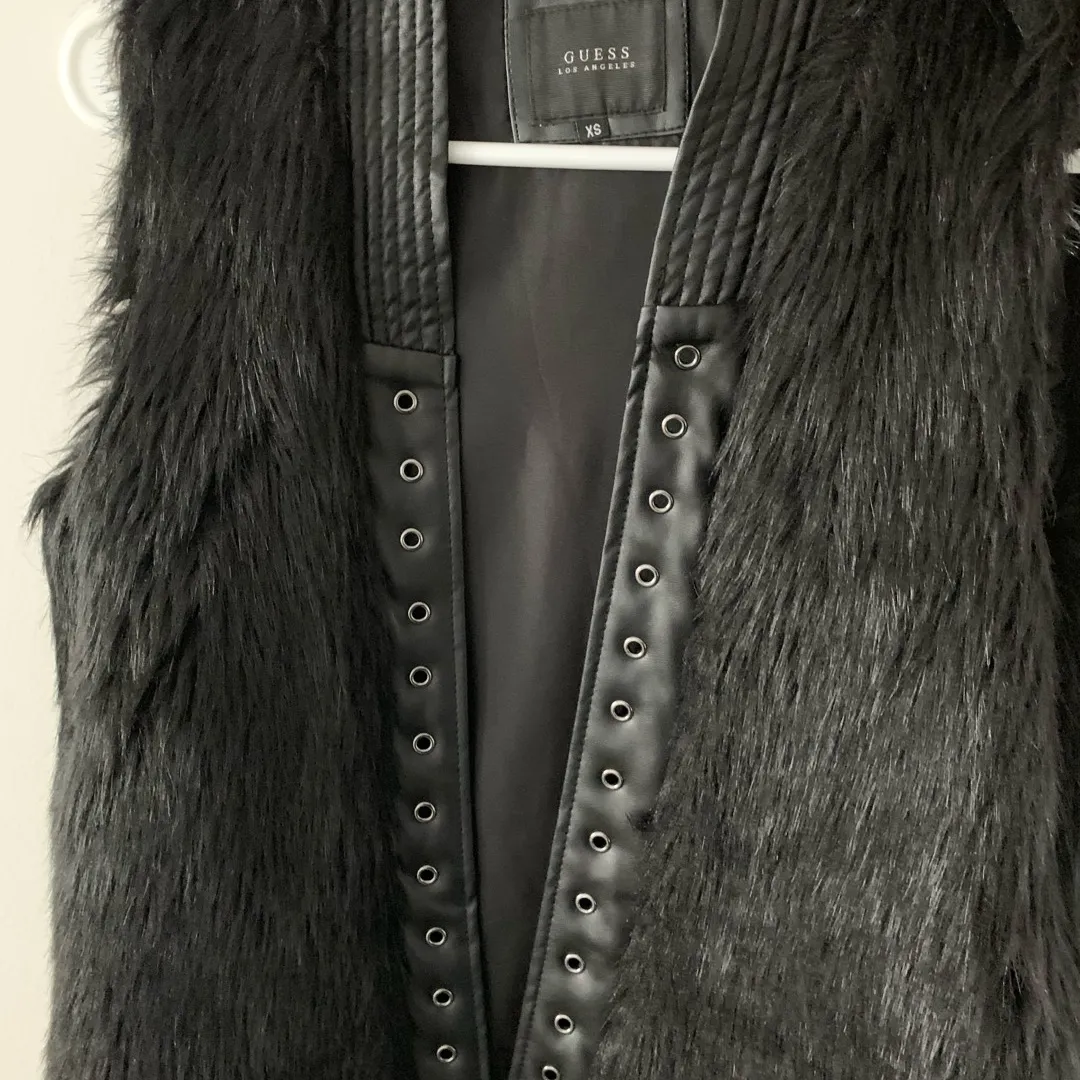 Women’s GUESS Black Fur Vest photo 3