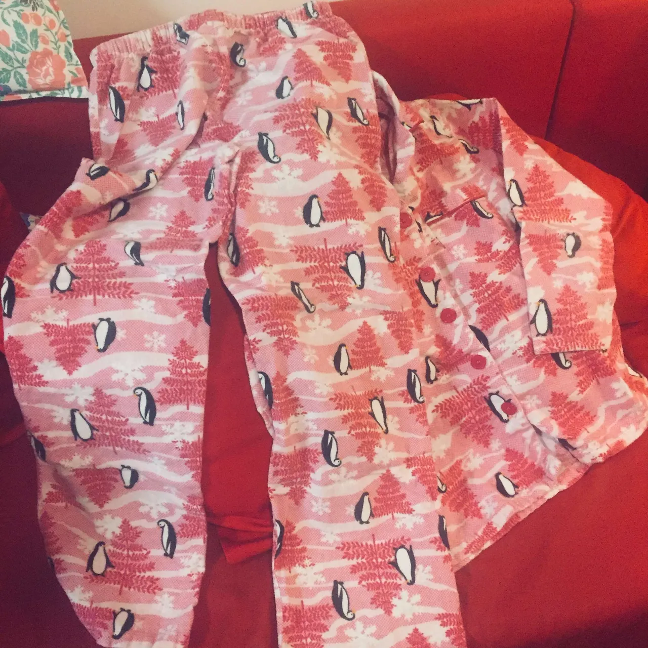 Small Pink Penguin Flannel PJ's! photo 7