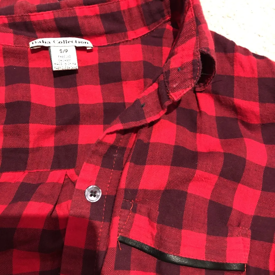 Women’s Red Checkered Button Up Shirt (s) photo 3