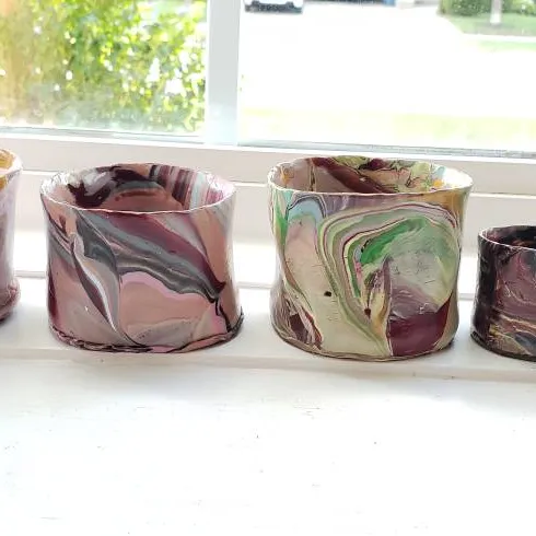 Handmade Marbled Polymer Clay Pots photo 1