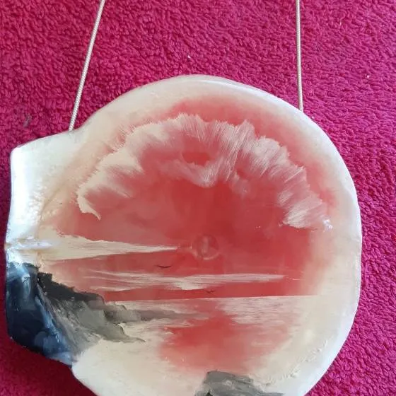 Shell With Poured Acrylic? Beach Scene photo 1