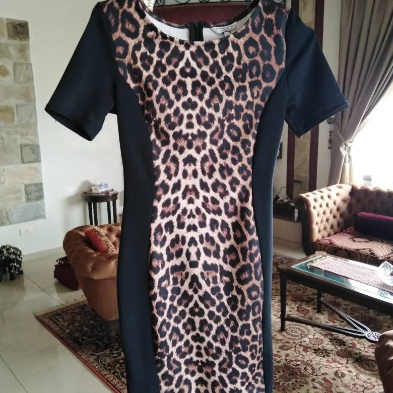 New Look Bodycon Black And Cheetah Print Dress photo 1