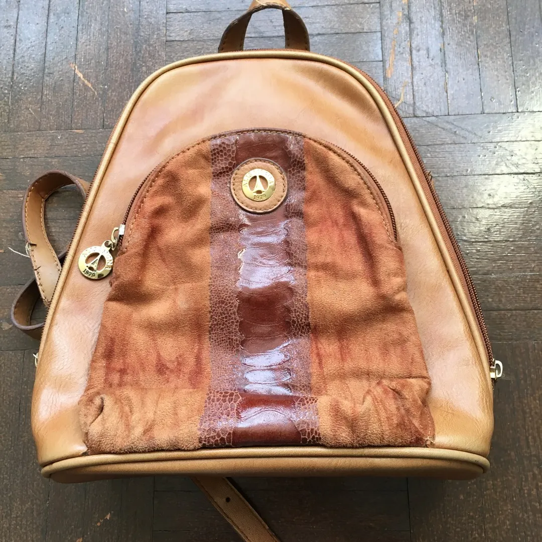 Tanned Leather Mini Backpack photo 1