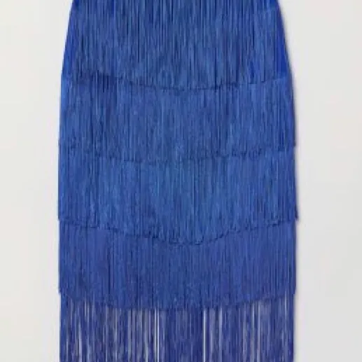 ISO H&M Fringed Blue Skirt Size L photo 1