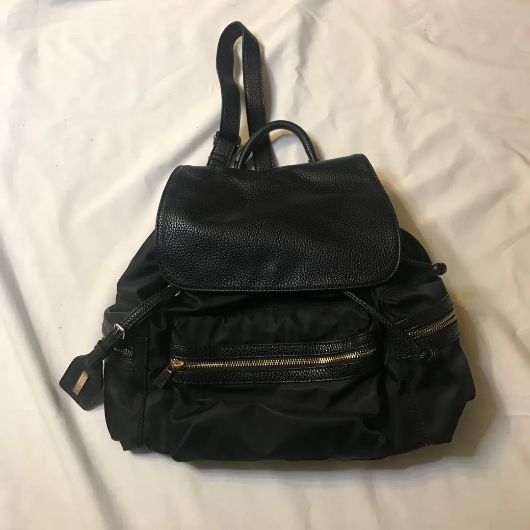 Black Soft Leather Mini Backpack photo 1
