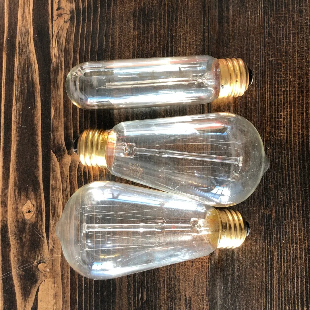 Three Vintage Incandescent Filament Lightbulbs photo 1
