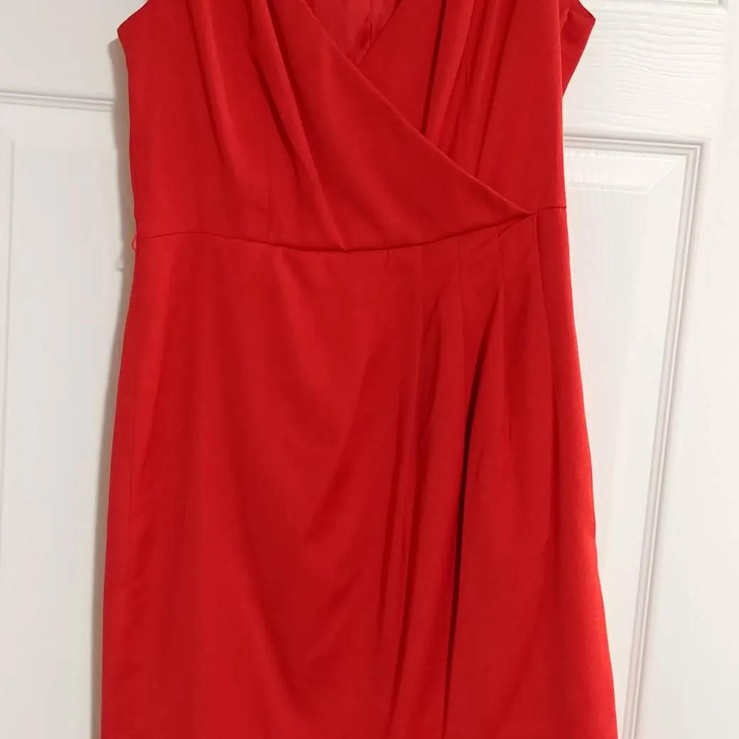 H&M Red Faux Wrap Dress photo 1