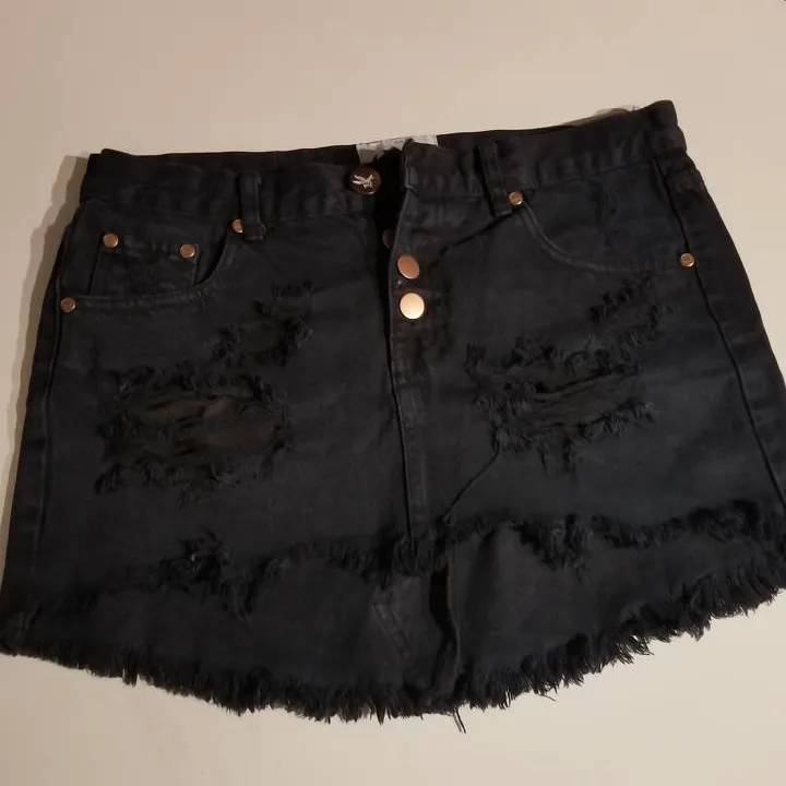 Black Jean Skirt Size 26 photo 1