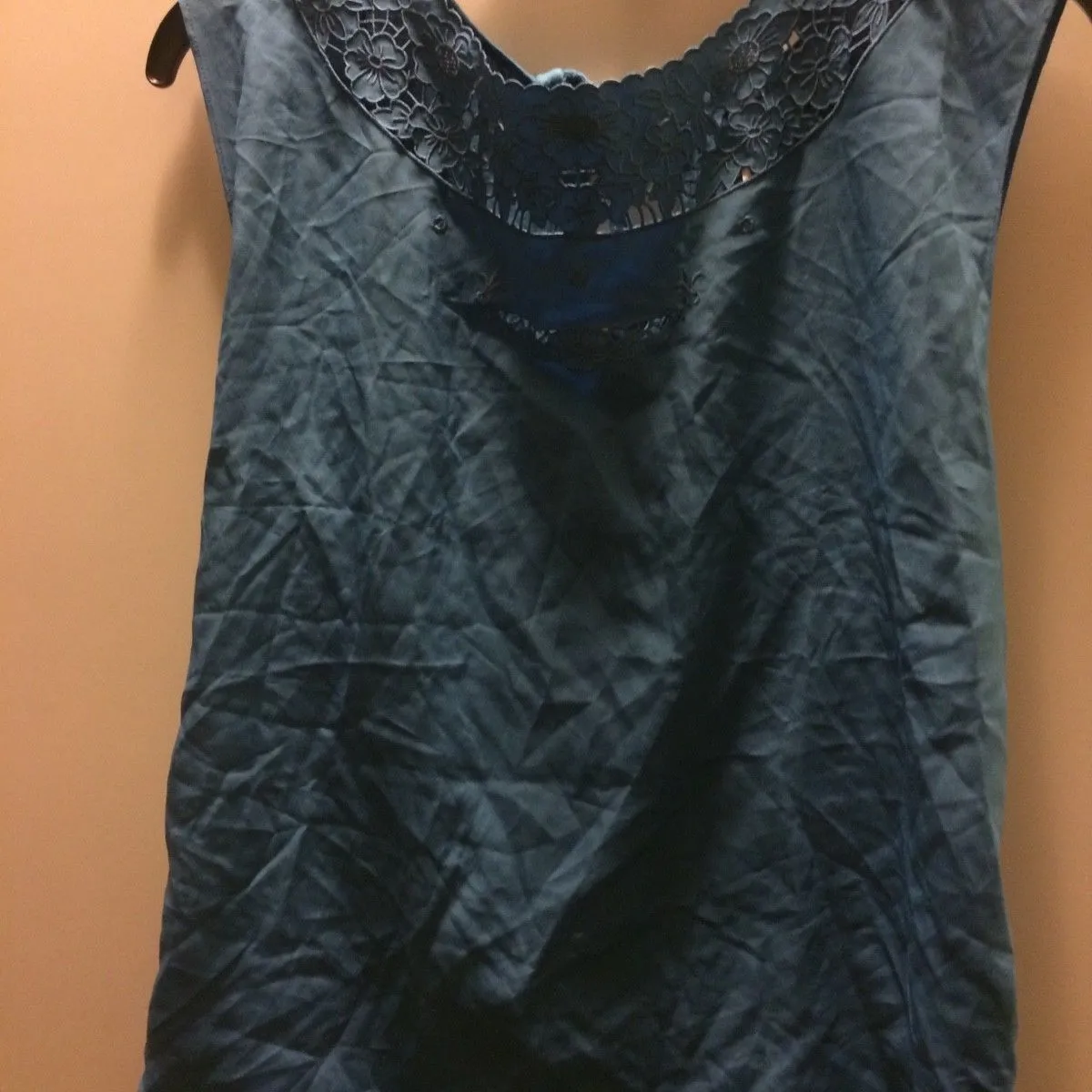 New LAUREN CONRAD lace detail blue tank sleeveless top blouse... photo 1