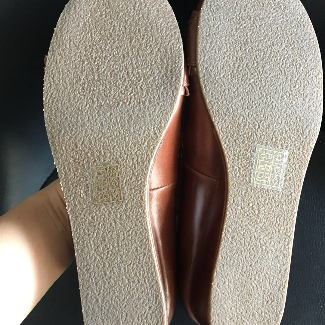 Leather Wedge Slip-on Shoes Size 7B photo 4