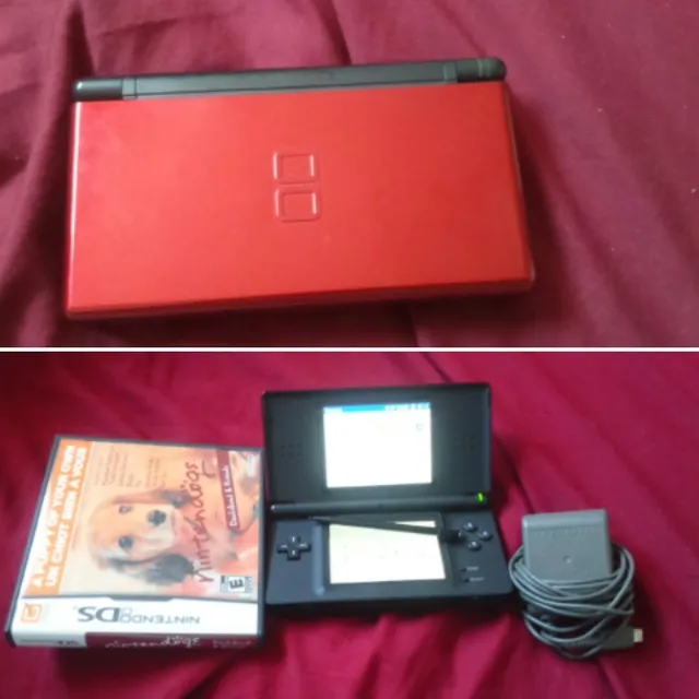 Ruby Red Nintendo DS W/ Charger, Stylus, NintenDogs Game photo 1