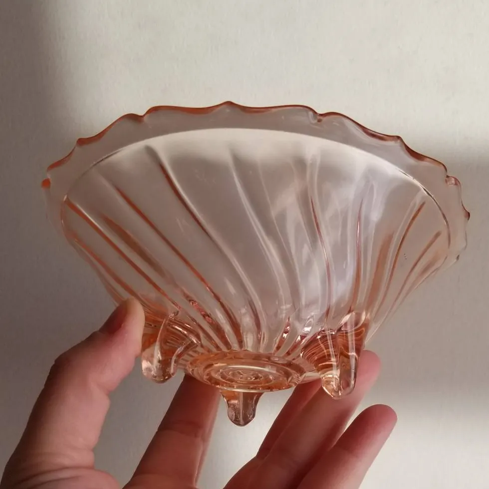Vintage Footed Depression Glass Bowl photo 1