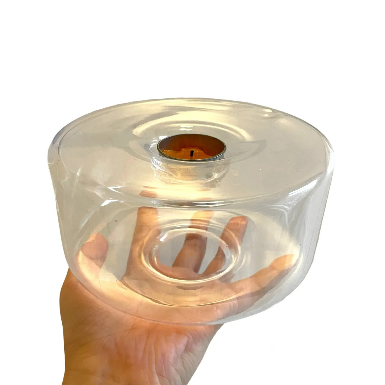 Tea-light Candle Holder Clear Glass photo 1