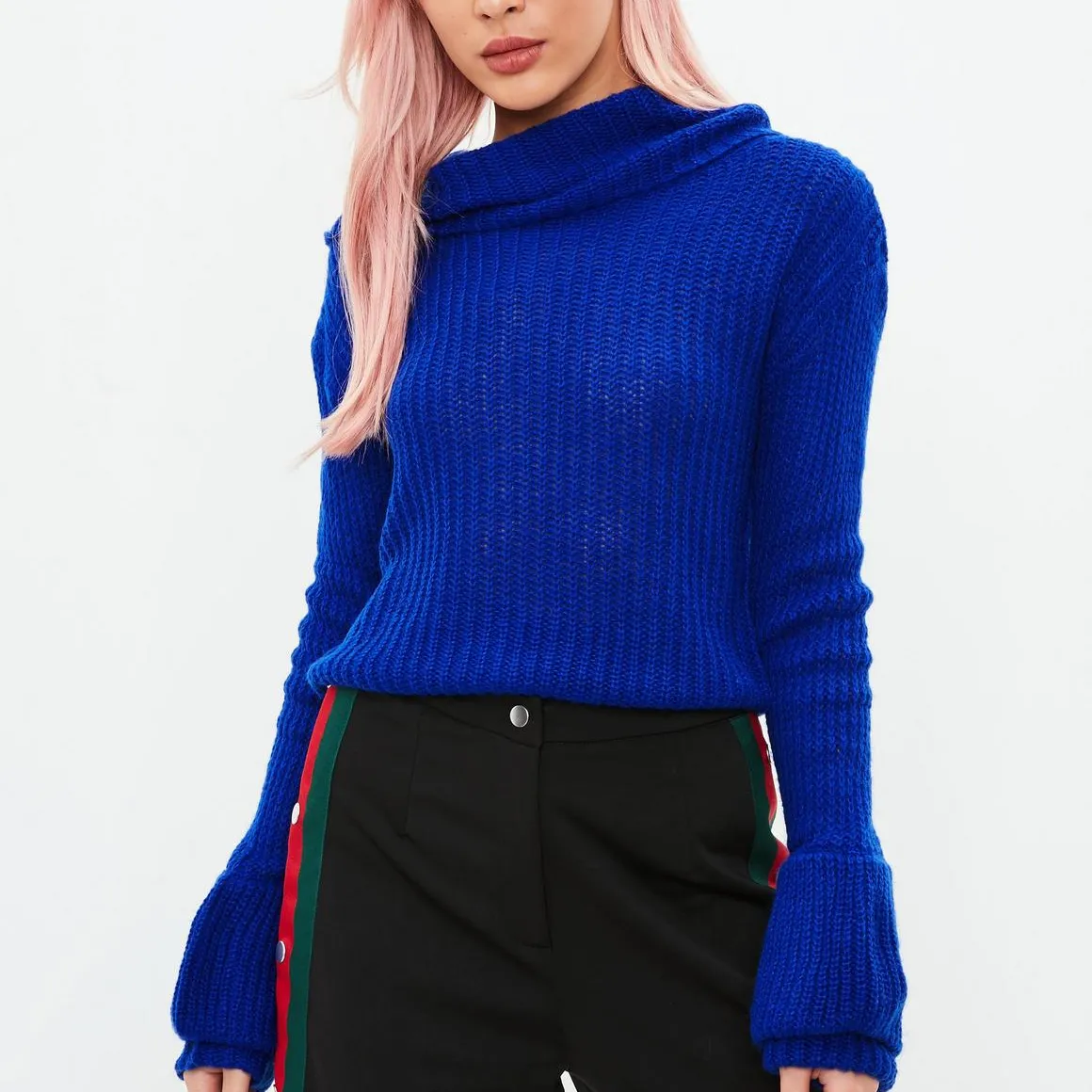 blue roll neck sweater photo 1