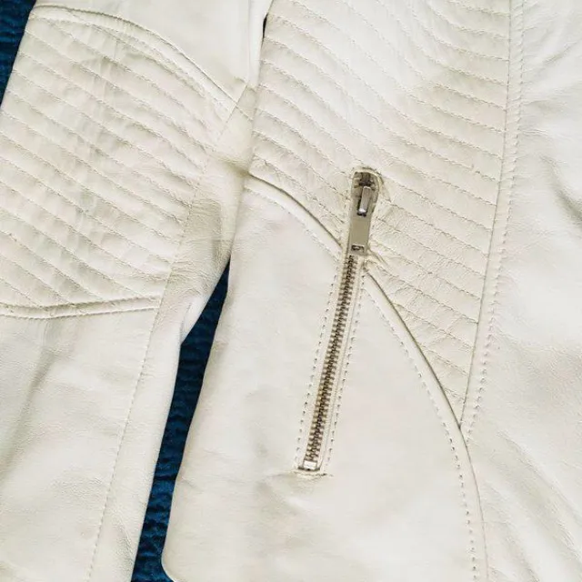 White leather Danier Moto jacket - Small - NEW photo 5
