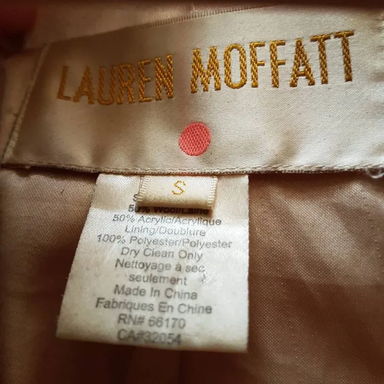 Pink Wool Coat Size S Lauren Moffatt photo 3
