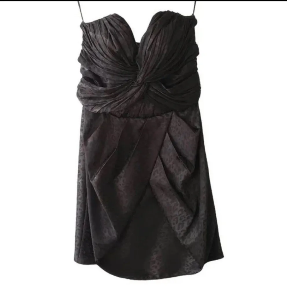 H&M strapless party / evening mini dress black with animal pa... photo 1