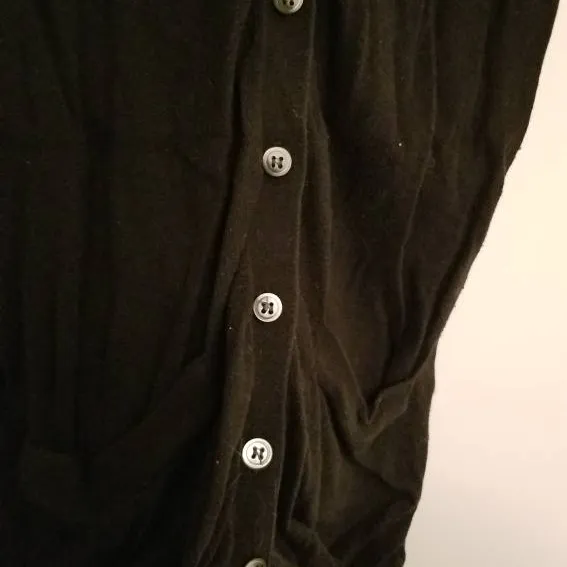 Long Black Button Down Knit Vest with Pockets photo 1
