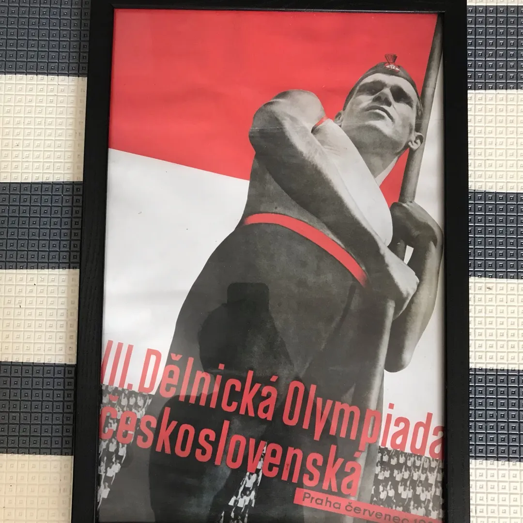 Framed Vintage Soviet Olympic Poster photo 1