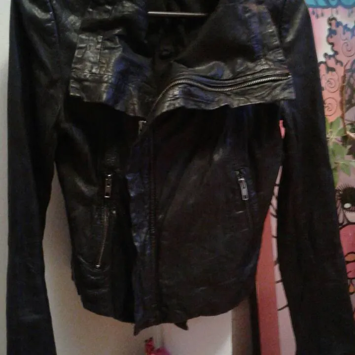Black Leather Moto Jacket photo 4