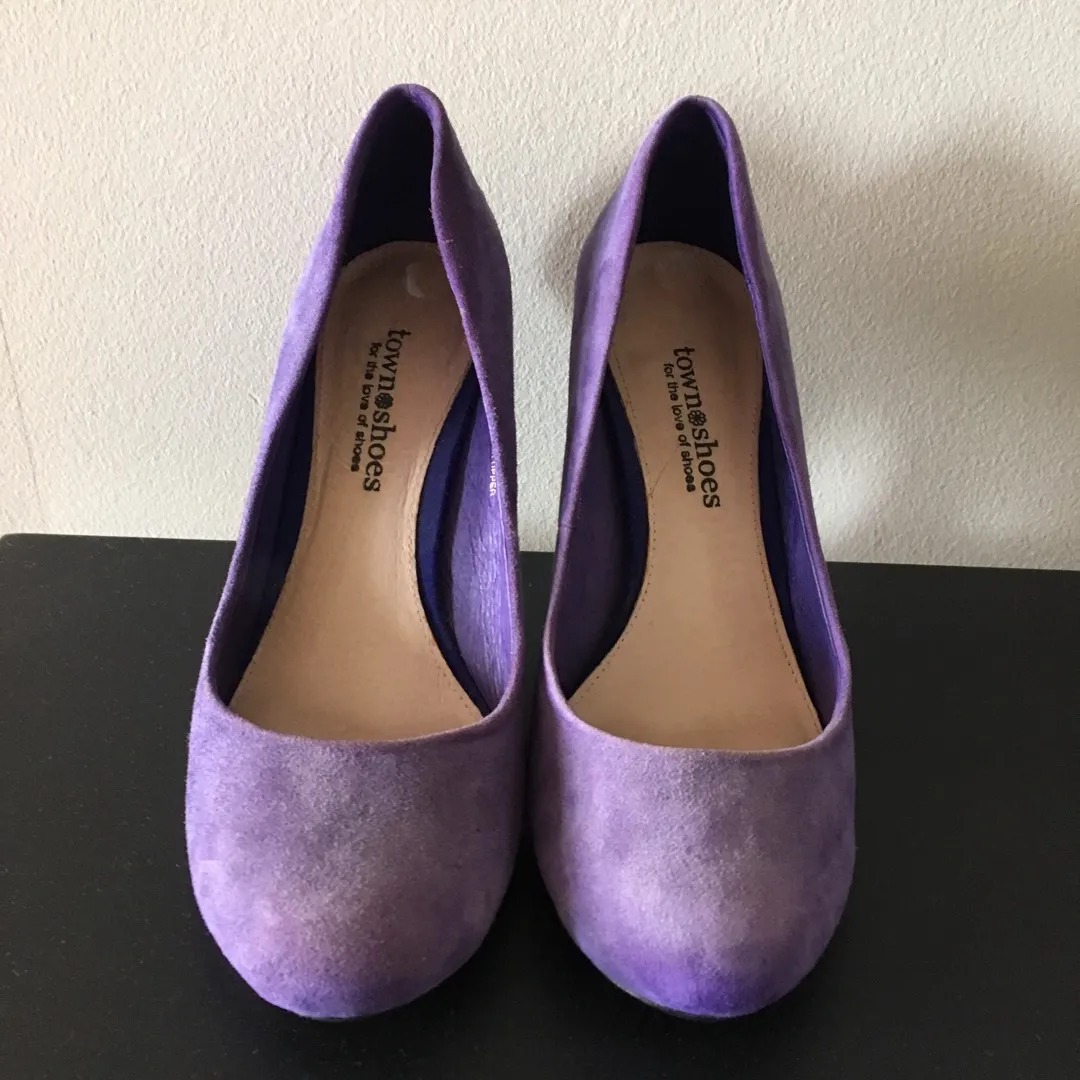 Purple Leather Heels, Size 36 photo 1