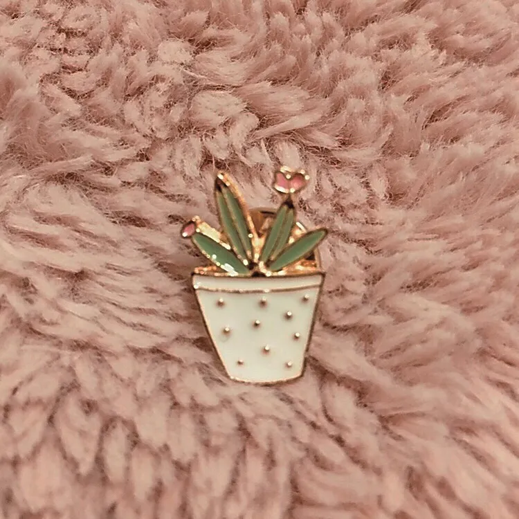 Cute Plant Pin- Gold Backing photo 1