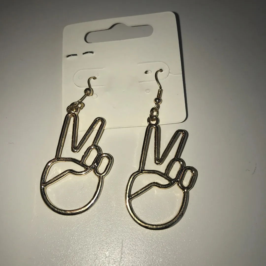 Peace Gold Earrings - New photo 1