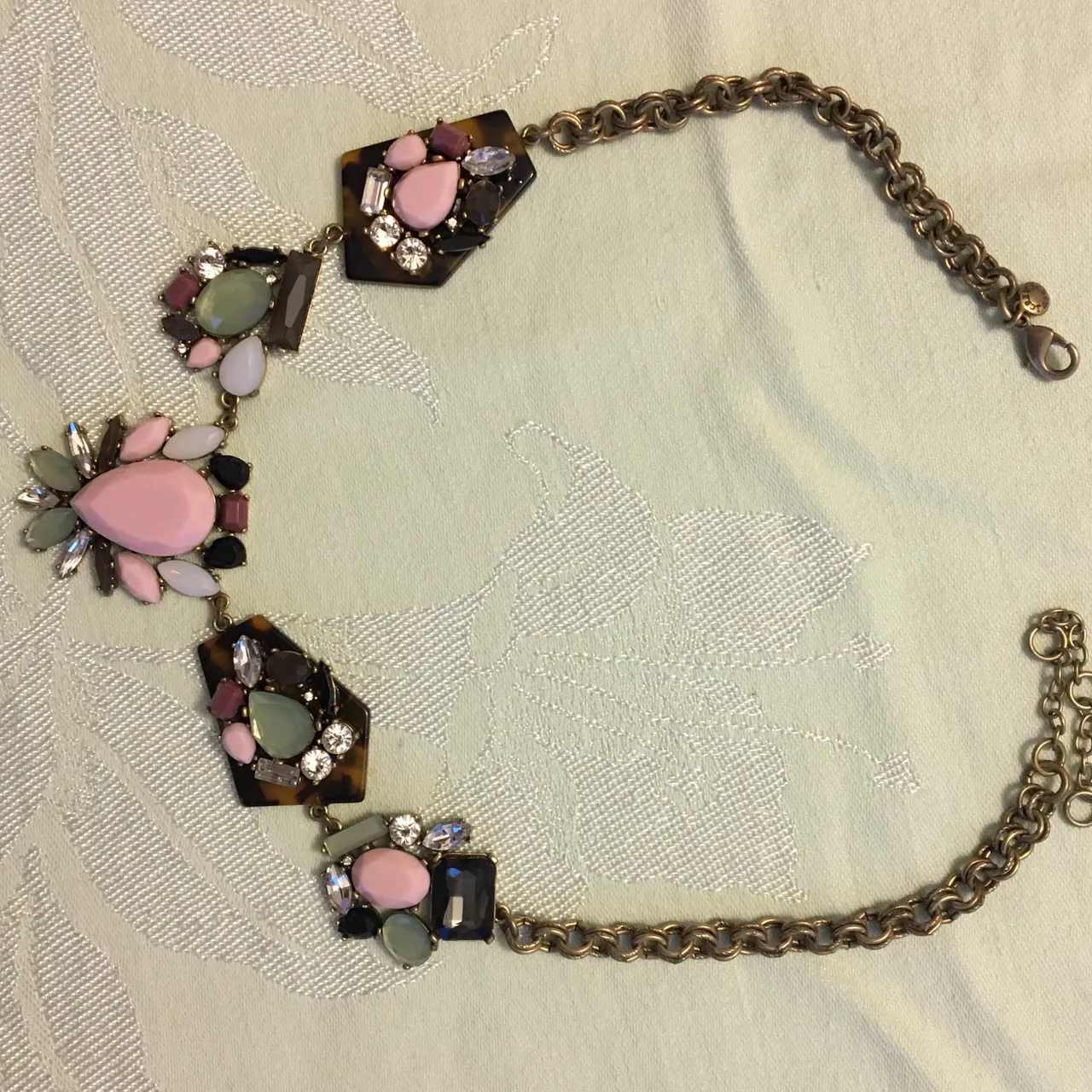 Statement necklace - pink, green, brown photo 1
