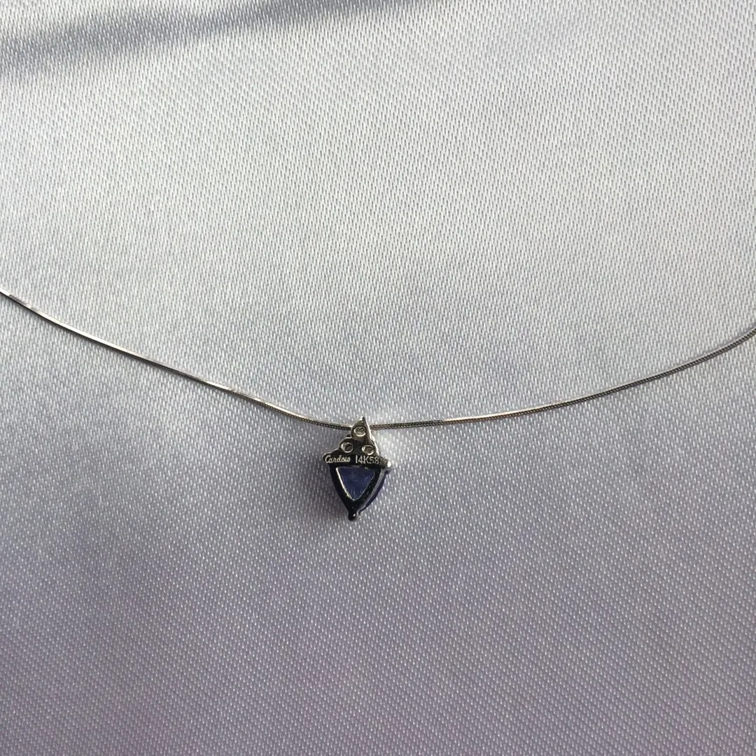 14K White Gold Necklace with Tanzanite And Diamond Pendant photo 5