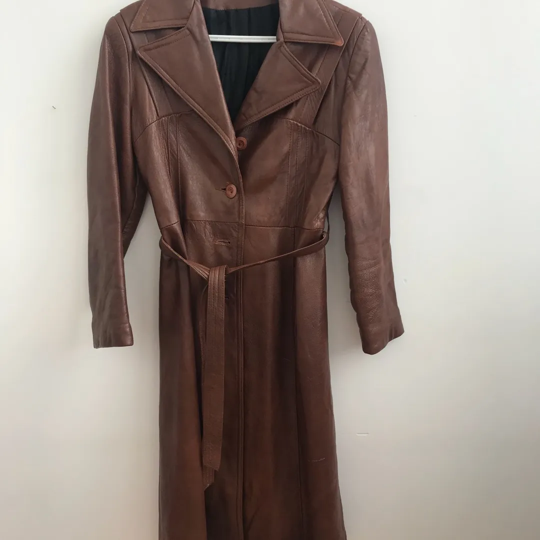 Vintage Leather Trench coat photo 1
