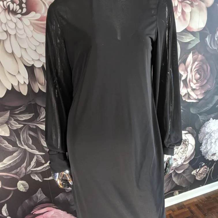 H&M COS Sheer Black Long Sleeve Dress Medium photo 3