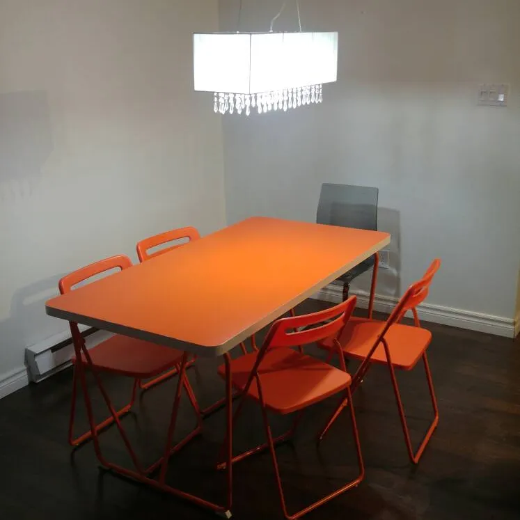 Ikea Orange Table And 4 Foldable Chairs photo 1