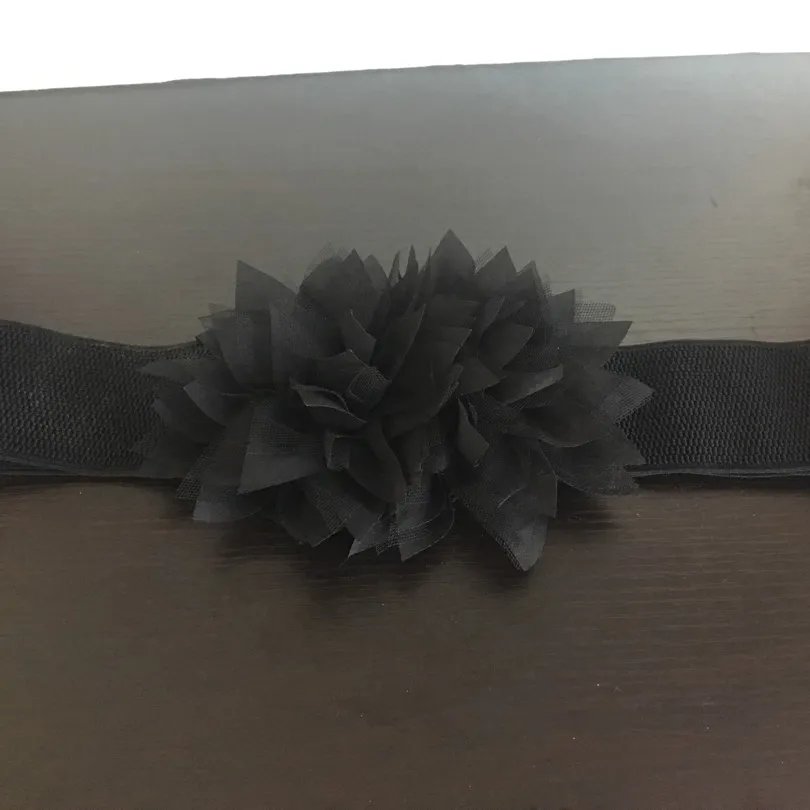 Black Flowered Belt - Size Large photo 3