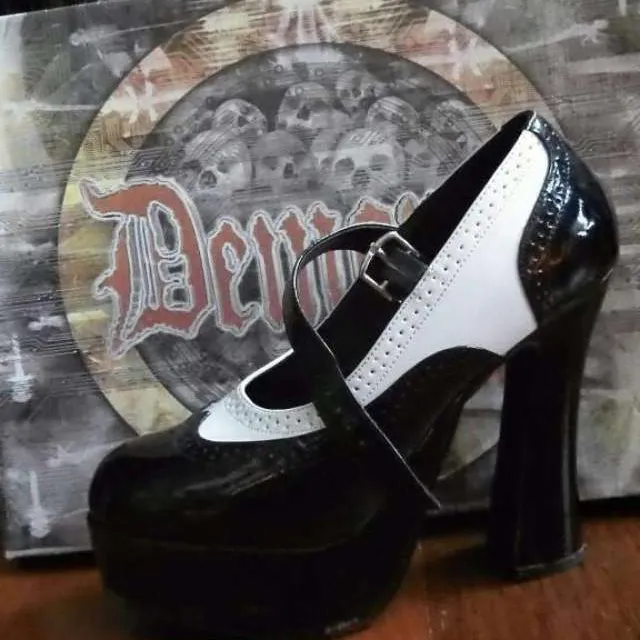 Demonia Wingtip Heels Ladies Size 7 photo 1