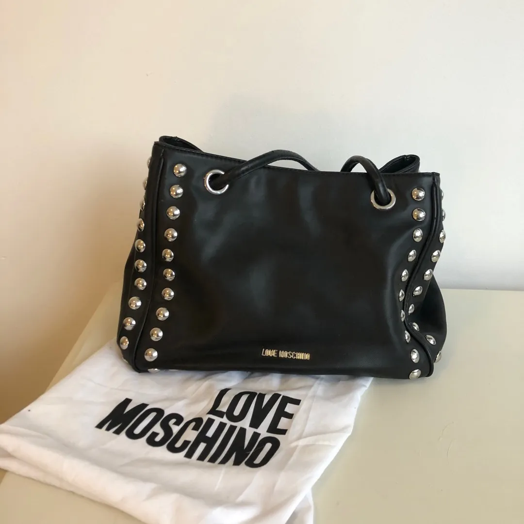 Black Love Moschino Studded Tote Bag photo 1