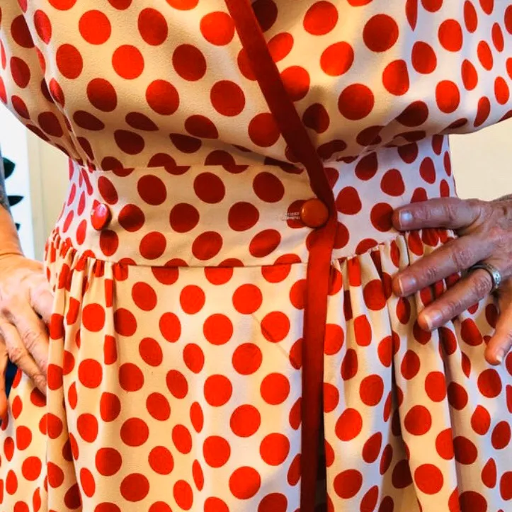 Carrascal couture Paris 1950s red and white polka dot crepe  ... photo 8