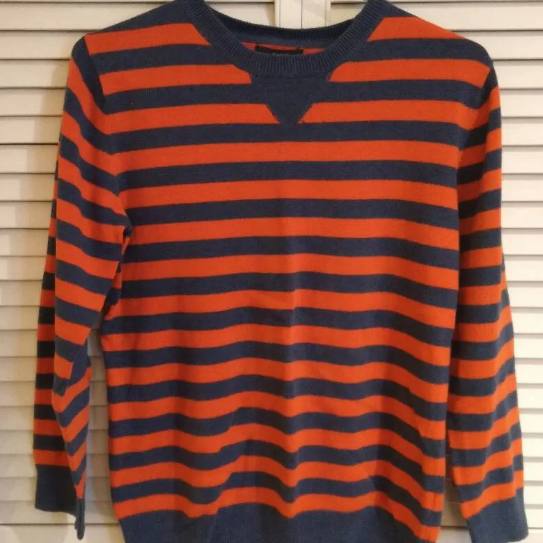 Orange and blue striped sweater photo 1