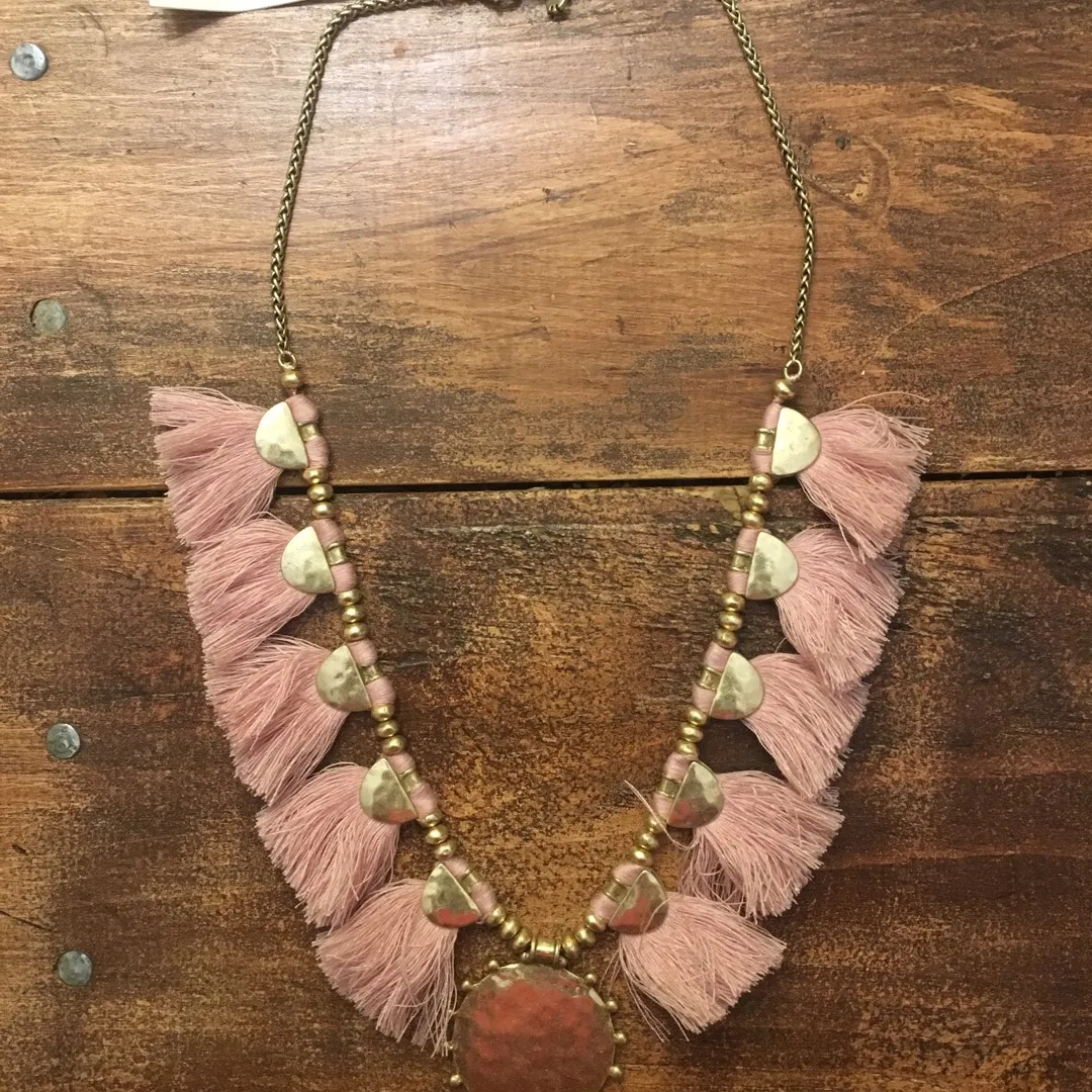 Pink And Gold Tassel Necklace photo 1