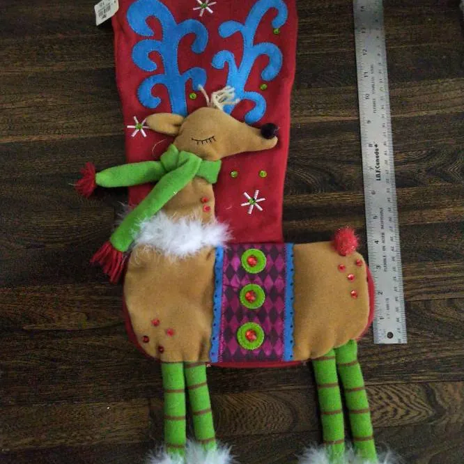 BNWT Reindeer Christmas Stocking From Pier One photo 1