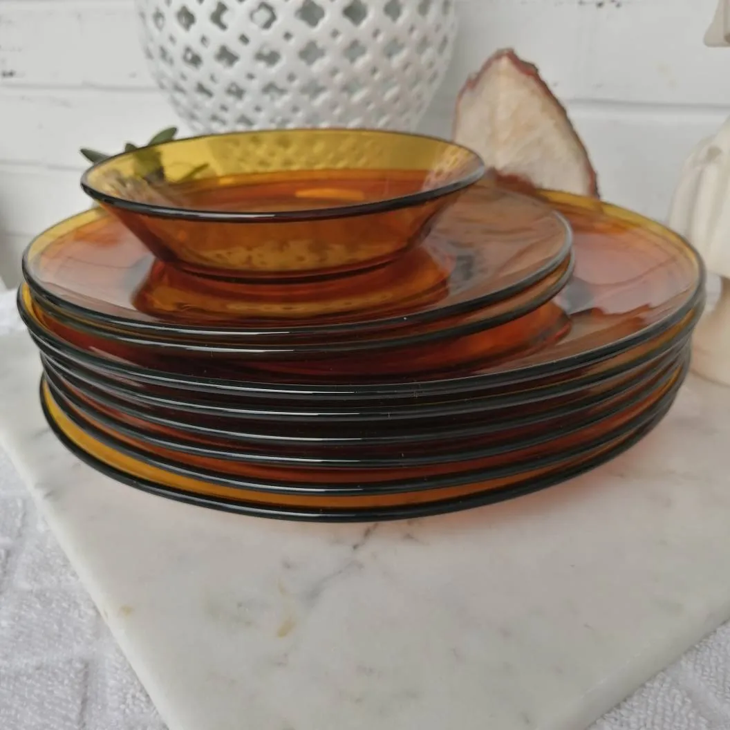 🔸Vintage Retro Duralex Small Salad Bowl, Dessert Plates And ... photo 1
