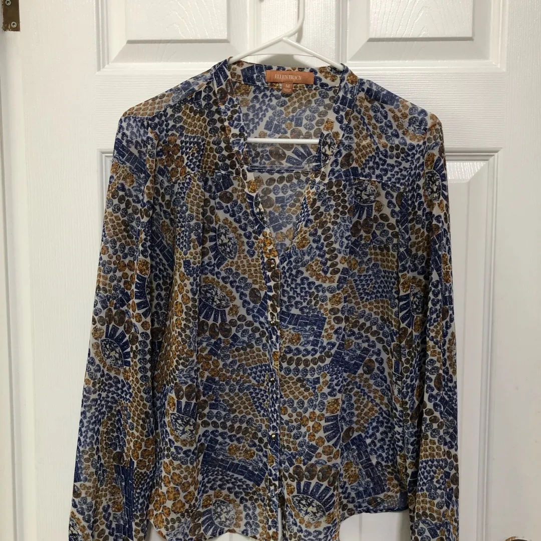 Blue And Yellow Printed Blouse photo 1