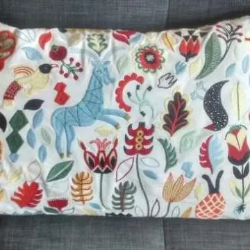 Embroidered Couch Pillow - Ikea Rödarv photo 1