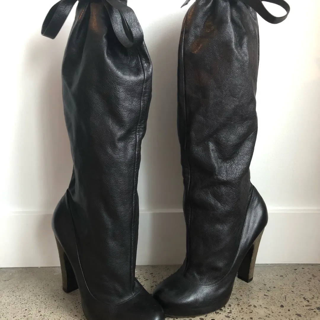 Marc by Marc Jacobs Black Leather Slouch Boots Size 6.5 photo 1