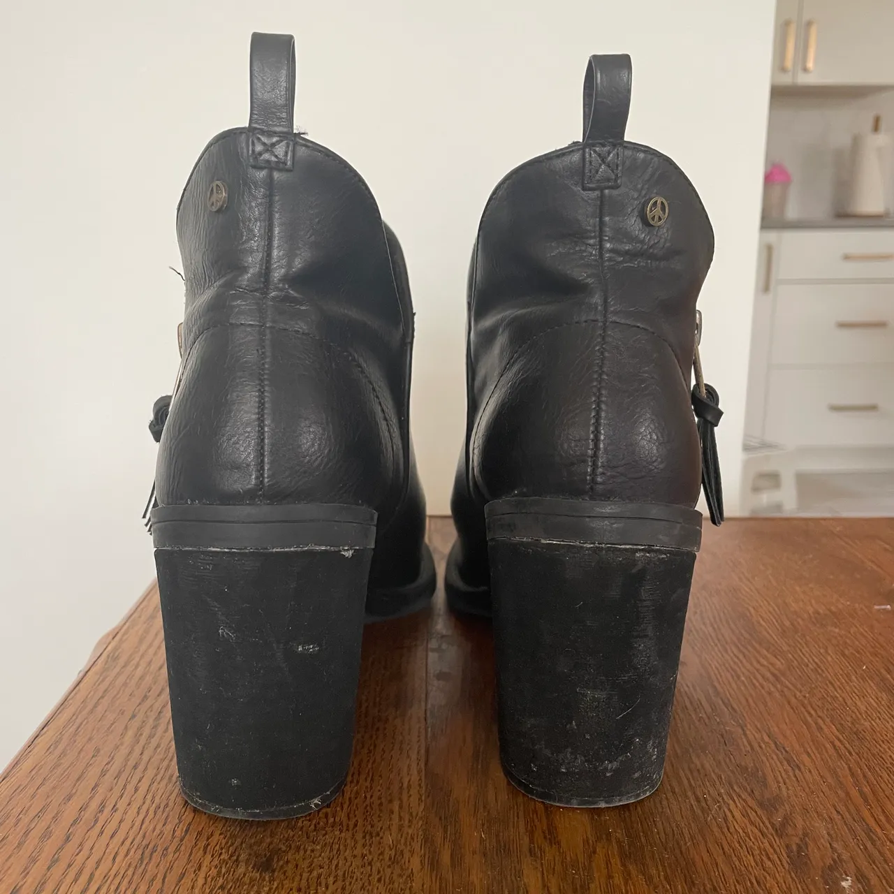 Black chunky heel booties - size 8 photo 6