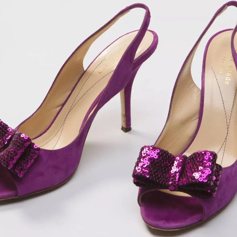 Kate spade purple heels bow sequin 7.5 38 photo 1