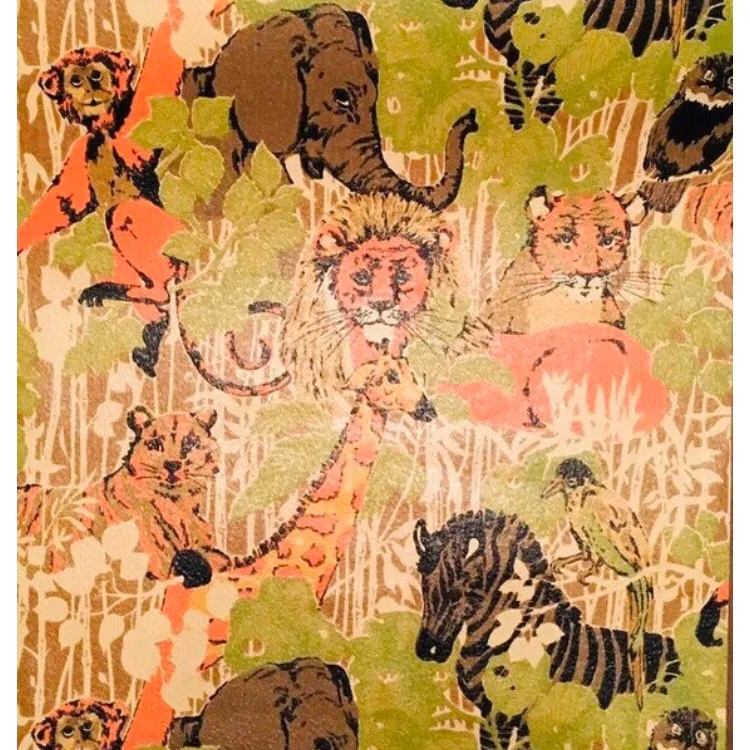 Vintage 1970s safari animal kingdom jungle print repeating pa... photo 3
