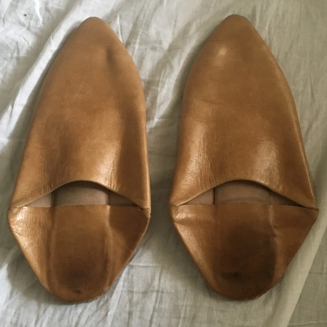 Real Leather Open Back Slippers photo 1