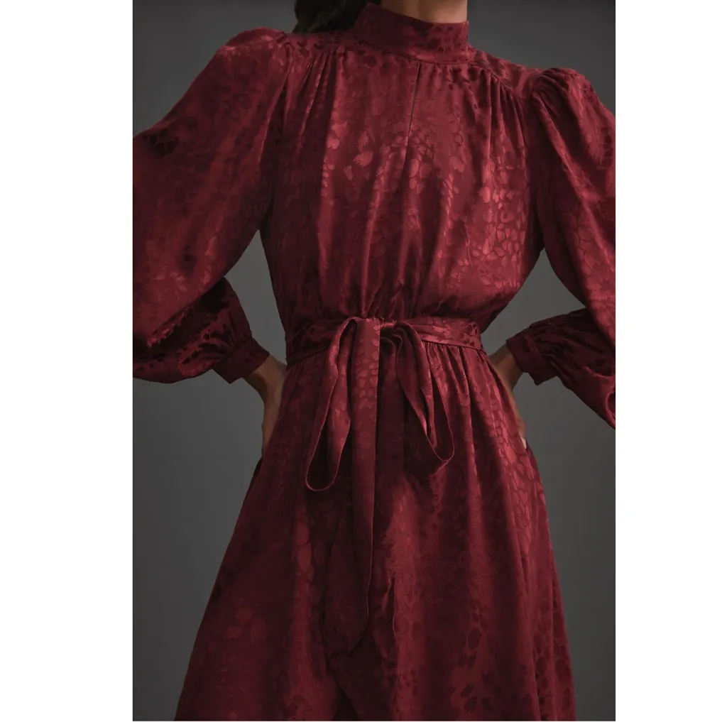 NWT Anthropologie Jacquard Mini Dress - Wine - XS photo 4